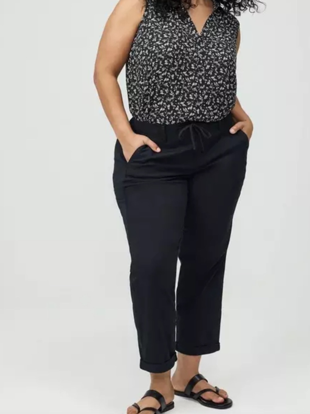 Torrid Weekend Mid Rise Twill Straight Pant Drawstring Sz 3 Black Pants